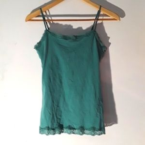 Sonoma Green Everyday Tank Lace Edges with built-in bra size Small